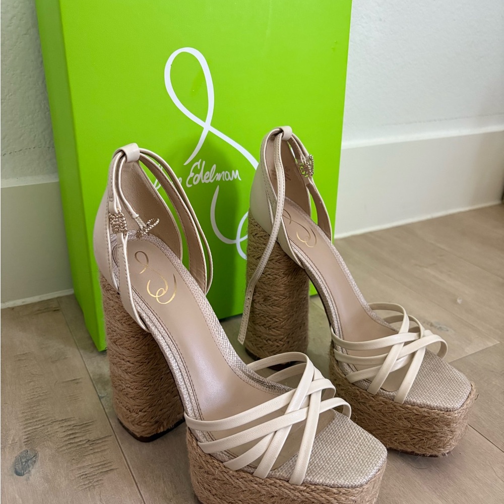 Sam Edelman Cream Platform Strappy Sandals
